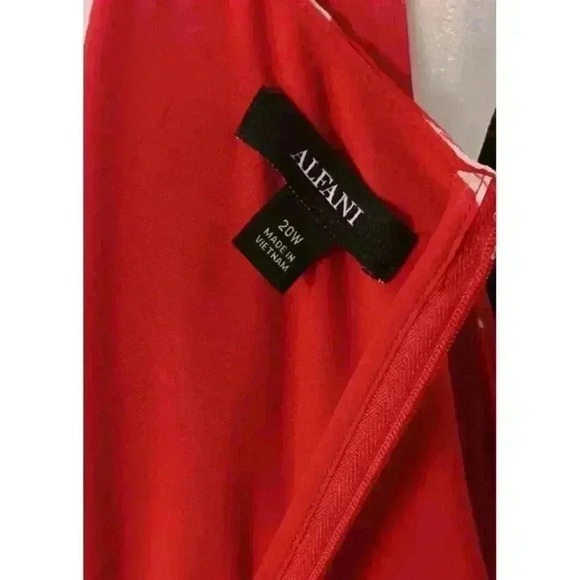 Alfani (20W) Red Midnight Palm 2-Layer Sleeveless Ladies Stretch Dress - Picture 5 of 12